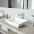 Vigo Vinca 18" Rectangular Stone Composite Vessel Bathroom Sink with 1.2 GPM Waterfall 11" H Deck Mounted Bathroom Faucet and Pop-Up Drain Assembly Brushed Nickel