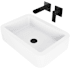 Vigo Petunia 23" Rectangular Stone Composite Vessel Bathroom Sink with 1.2 GPM Waterfall 6" H Wall Mounted Bathroom Faucet and Pop-Up Drain Assembly Matte Black