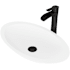 Vigo Wisteria 23" Oval Stone Composite Vessel Bathroom Sink with 1.2 GPM Waterfall 11" H Deck Mounted Bathroom Faucet and Pop-Up Drain Assembly Matte Black