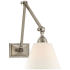 Visual Comfort Jane 13" Double Arm Library Plug-In Wall Light with Linen Shade by Alexa Hampton Antique Nickel