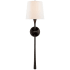 Visual Comfort Dover 27" Large Tail Sconce with Linen Shade by AERIN Aged Iron