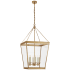 Visual Comfort Launceton 46" Large Square Lantern with Clear Glass by E.F. Chapman Antique Burnished Brass