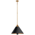 Visual Comfort Cleo 20" Pendant in with Frosted Acrylic by Kelly Wearstler Antique Burnished Brass / Black