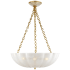 Visual Comfort Rosehill 21" Large Chandelier with White Strie Glass by AERIN Hand Rubbed Antique Brass