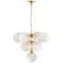 Visual Comfort Cristol 26" Tiered Chandelier with White Strie Glass by AERIN Hand Rubbed Antique Brass