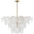Visual Comfort Loire 37" Large Chandelier with White Strie Glass by AERIN Gild