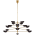 Visual Comfort Graphic 63" Four Tier Chandelier by AERIN Hand Rubbed Antique Brass / Black