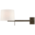 Visual Comfort Sweep 13" Medium Right Articulating Plug-In Wall Sconce with Linen Shade by Barbara Barry Bronze