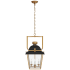 Visual Comfort Coventry 28" Small Lantern with Clear Glass by Chapman & Myers Matte Black / Antique Burnished Brass
