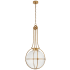 Visual Comfort Gracie 19" Large Captured Globe LED Pendant with Clear Glass by Chapman & Myers Antique Burnished Brass / Clear Glass