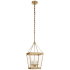 Visual Comfort Launceton 26" Small Square Lantern with Clear Glass by E.F. Chapman Antique Burnished Brass