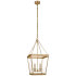 Visual Comfort Launceton 35" Medium Square Lantern with Clear Glass by E.F. Chapman Antique Burnished Brass