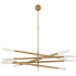 Visual Comfort Rousseau 50" Grande Articulating Chandelier by Kelly Wearstler Antique Burnished Brass / Seeded Glass