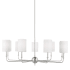Visual Comfort Foxdale 9 Light 36" Wide LED Chandelier with Linen Shades Brushed Nickel