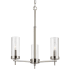 Visual Comfort Zire 3 Light 18" Wide Outdoor Pillar Candle Chandelier / Semi-Flush Ceiling Fixture Brushed Nickel