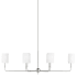 Visual Comfort Foxdale 6 Light 44" Wide LED Linear Chandelier with Linen Shades Brushed Nickel