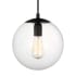 Visual Comfort Leo 10" Wide Mini Pendant with Clear, Seedy Glass Shade Midnight Black