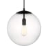 Visual Comfort Leo 14" Wide Pendant with Clear, Seedy Glass Shade Midnight Black