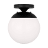 Visual Comfort Leo 8" Wide Semi-Flush Globe Ceiling Fixture with Smooth White Glass Shade Midnight Black