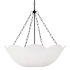 Visual Comfort Stassi 3 Light 24" Wide Pendant with Linen Shade Aged Iron