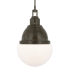 Visual Comfort Bernard 14" Wide Pendant with Frosted Glass Shade Bronze