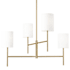 Visual Comfort Key 4 Light 32" Wide Chandelier with Linen Shades Burnished Brass