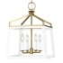 Visual Comfort Carlow 4 Light 14" Wide Taper Candle Pendant Matte White / Burnished Brass