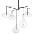 Visual Comfort Lomme 5 Light 38" Wide LED Chandelier with Clear Glass Shades Gun Metal