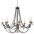 Visual Comfort Marigot 44" Candle Style Chandelier by E. F. Chapman Hand Painted Rust Finish