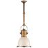 Visual Comfort Country 14" Industrial Small Pendant with White Glass by E. F. Chapman Antique Burnished Brass