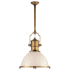 Visual Comfort Country 20" Industrial Large Pendant with White Glass by E. F. Chapman Antique Burnished Brass
