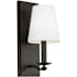 Visual Comfort Wellen 12" Tall Bathroom Sconce with Linen Shade Aged Iron