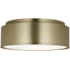 Visual Comfort Dartmore 2 Light 15" Wide Flush Mount Drum Ceiling Fixture with Steel Outer And Etched Opal Glass Inner Shade Satin Brass