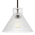 Visual Comfort Liouet 12" Wide Pendant with Clear Ribbed Glass Shade Midnight Black