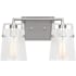 Visual Comfort Crofton 2 Light 15" Wide Vanity Light with Clear Crackle Glass Shades Brushed Nickel