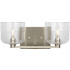 Visual Comfort Lochdale 2 Light 15" Wide Vanity Light with Clear Ribbed Glass Shades Brushed Nickel
