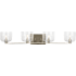 Visual Comfort Lochdale 4 Light 34" Wide Vanity Light with Clear Ribbed Glass Shades Brushed Nickel