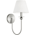 Visual Comfort Elsay 16" Tall Bathroom Sconce with Linen Shade Brushed Nickel