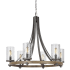 Visual Comfort Angelo 6 Light 31" Wide Pillar Candle Ring Chandelier Distressed Weathered Oak / Slated Grey Metal