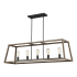 Visual Comfort Gannet 5 Light 50" Wide Linear Chandelier Weathered Oak Wood / Antique Forged Iron