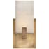 Visual Comfort Covet 11" Short Clip Bath Sconce with Alabaster Shade by Kelly Wearstler Antique Burnished Brass