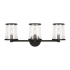 Visual Comfort Reynolds 3 Light 24" Wide Vanity Light with Clear Glass Shades Aged Iron