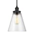 Visual Comfort Baskin 12" Tall Mini Pendant with Clear Glass Shade Midnight Black