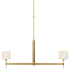 Visual Comfort Brontes 2 Light 54" Wide Linear Chandelier with White Linen Shades Antique Brass