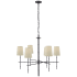 Visual Comfort Grenol 33" Modern Bamboo Chandelier with Natural Percale Shades by Studio VC Bronze