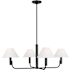Visual Comfort Colfax 4 Light 35" Wide Chandelier with Linen Shades Aged Iron