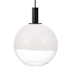 Visual Comfort Torian 9" Wide Mini Pendant with Milk / Clear Glass Shade Aged Iron