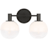 Visual Comfort Torian 2 Light 15" Wide Vanity Light with Milk / Clear Glass Shades Aged Iron