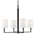 Visual Comfort Danica 4 Light 27" Wide Chandelier with Linen Shades Aged Iron