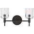 Visual Comfort Hartley 2 Light 15" Wide Vanity Light with Clear Glass Shades Aged Iron